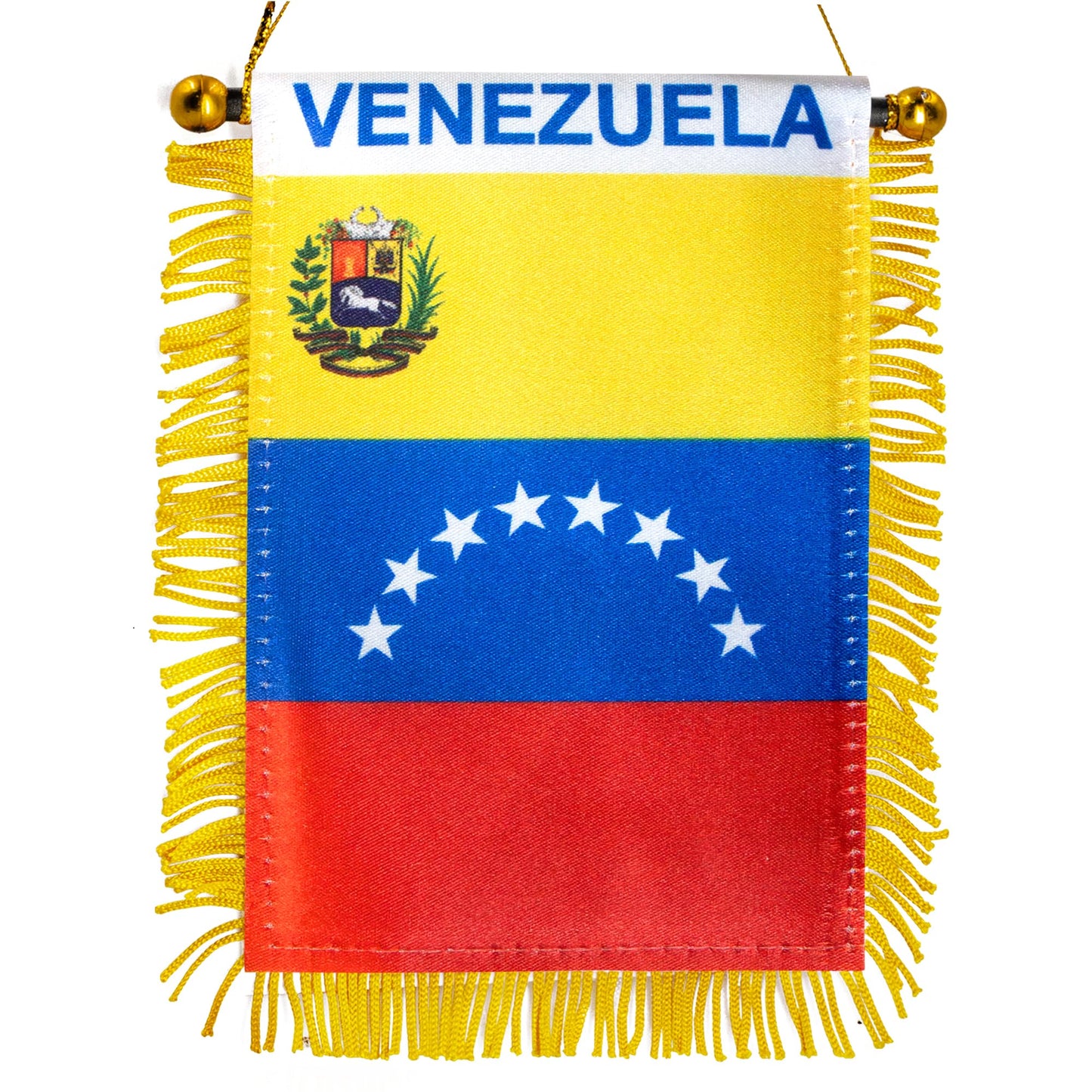 Bandera de República Dominicana para colgar en el coche (10 x 15 cm) – Decoración con flecos para ventanas y espejos 