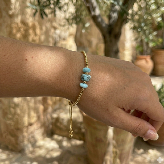 Larimar Adjustable Bracelet Gold Filled – Dominican Minimal Jewelry