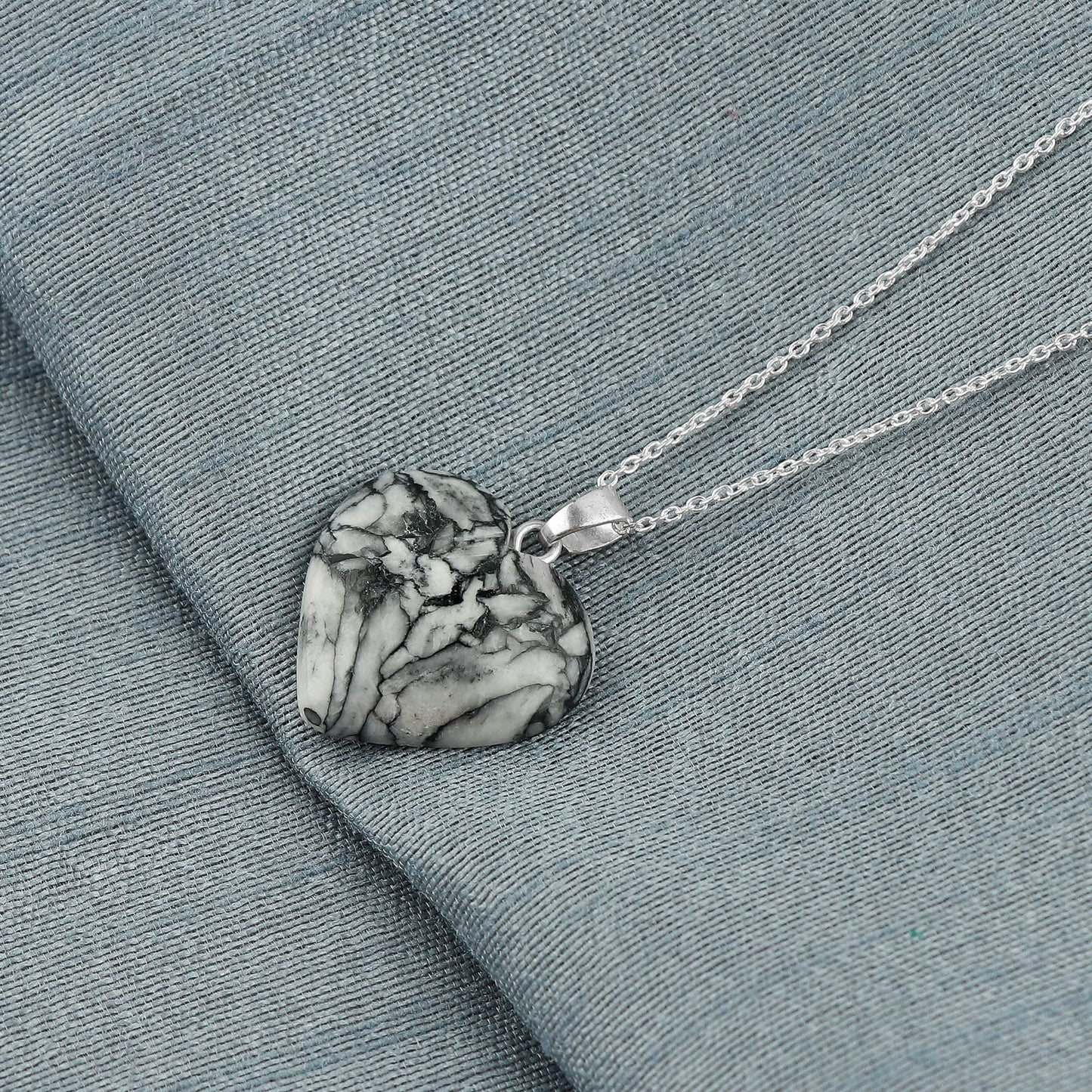 Collar con colgante ovalado de larimar dominicano YASHEE AA+, latón plateado, extensión de 40,6 cm + 5 cm, cabujón pulido de 18-25 mm, regalo diario para mujer. 