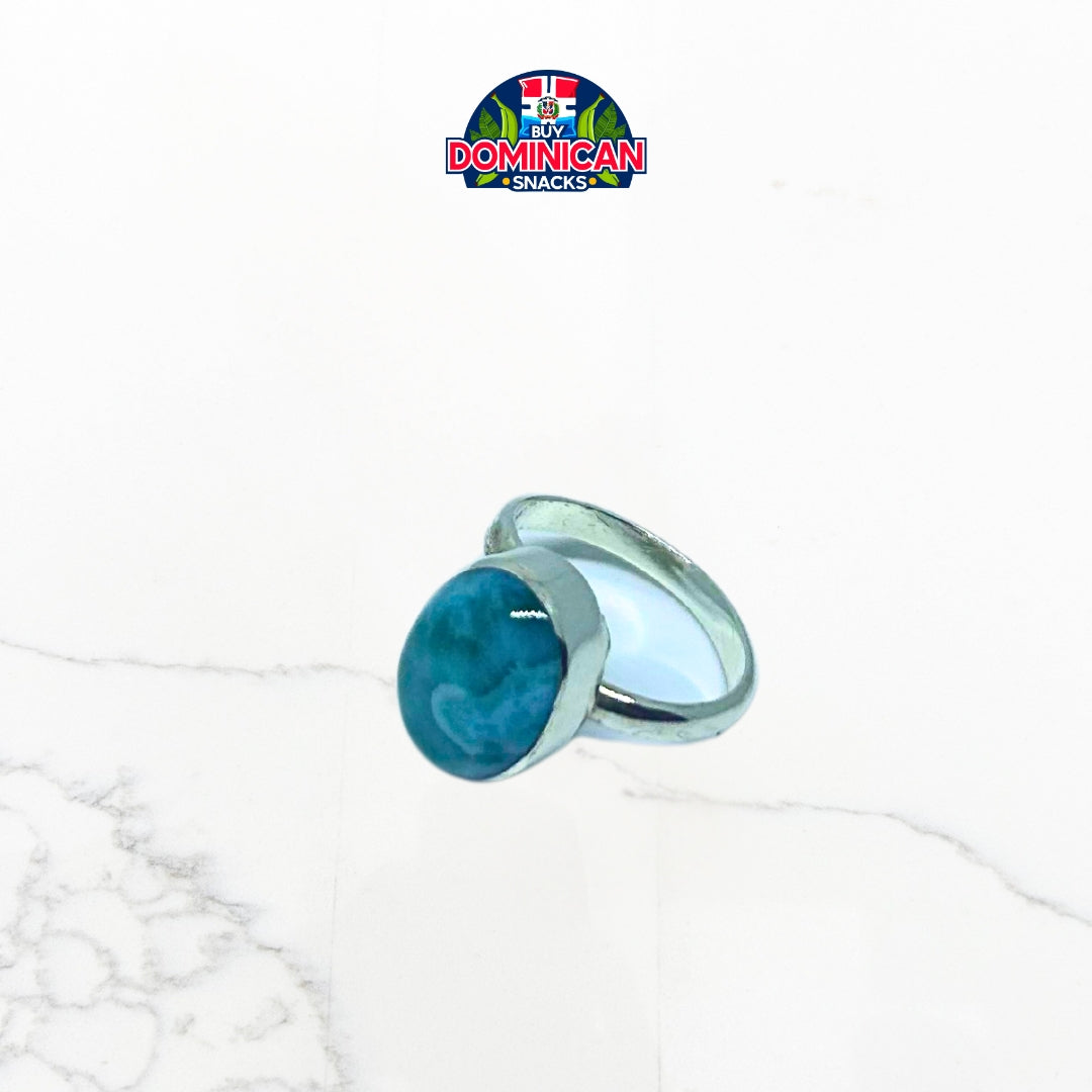 Anillo ajustable de plata de ley con larimar