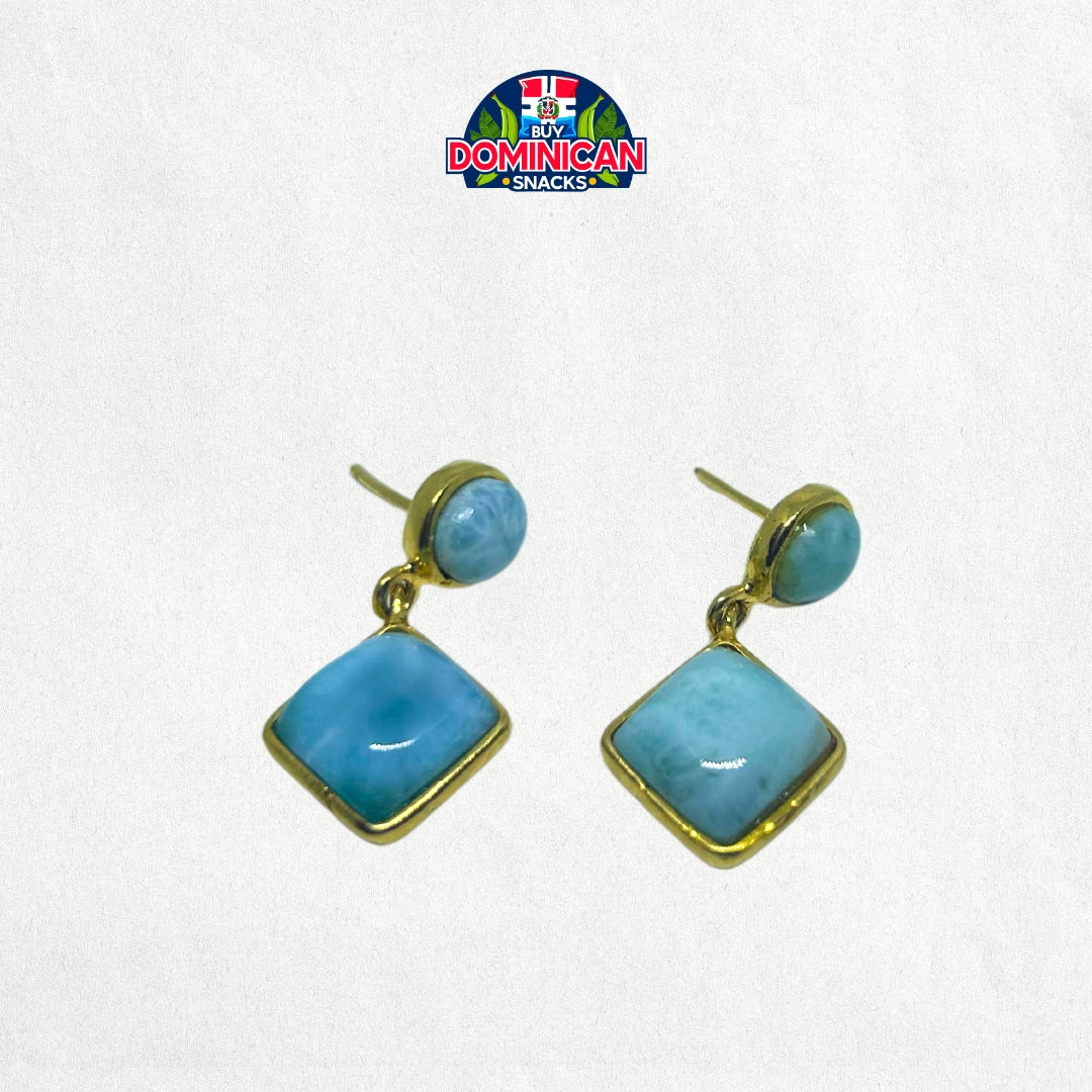 Gold-Plated Silver Triangular Larimar Earrings