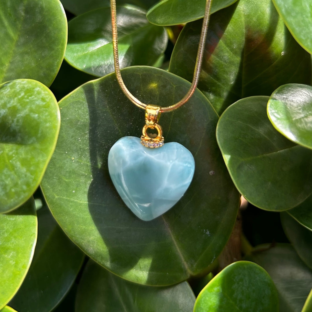 Larimar Heart Necklace: A Luxurious Touch of Dominican Serenity