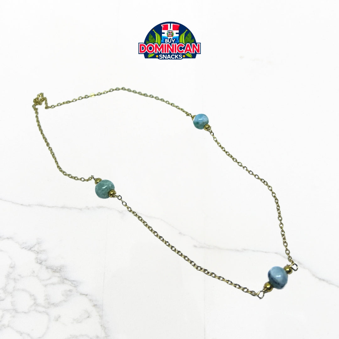 Amber or Larimar Necklace: Tailored Elegance with Dominican Charm!