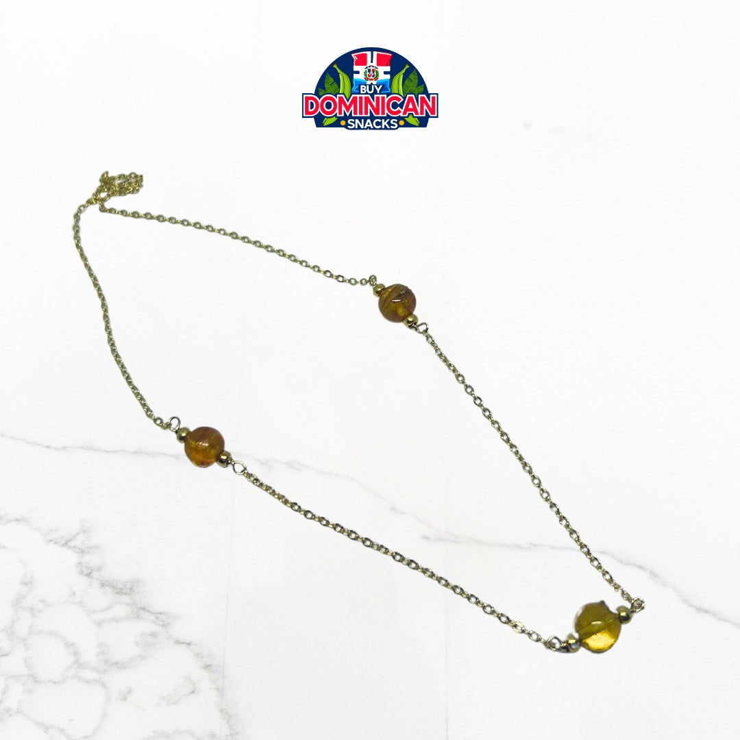 Amber or Larimar Necklace: Tailored Elegance with Dominican Charm!