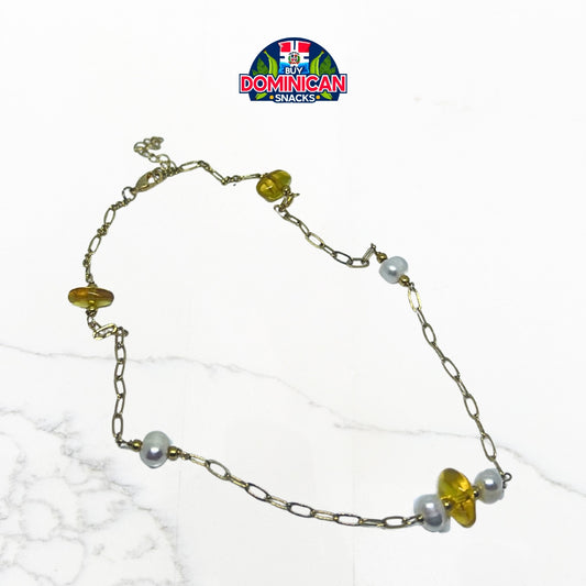 Collar de ámbar con perlas: ¡una fusión atemporal de elegancia y belleza natural! 