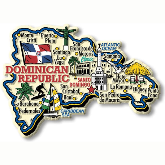 Imán gigante de goma con mapa 3D de República Dominicana (fabricado en EE. UU.) 