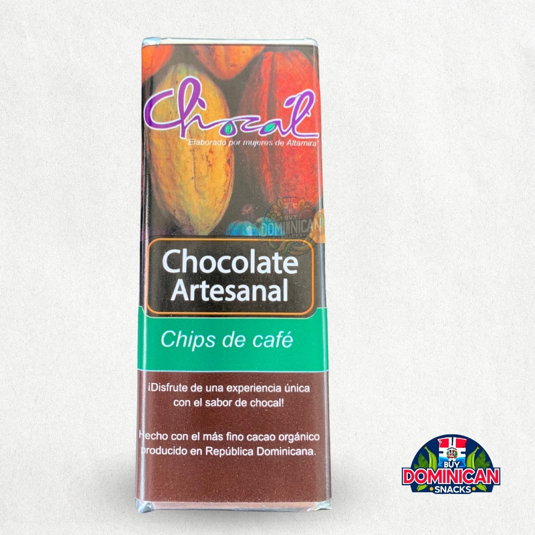 Chocolate artesanal con chispas de café Chocal 28g - Barra de chocolate dominicano