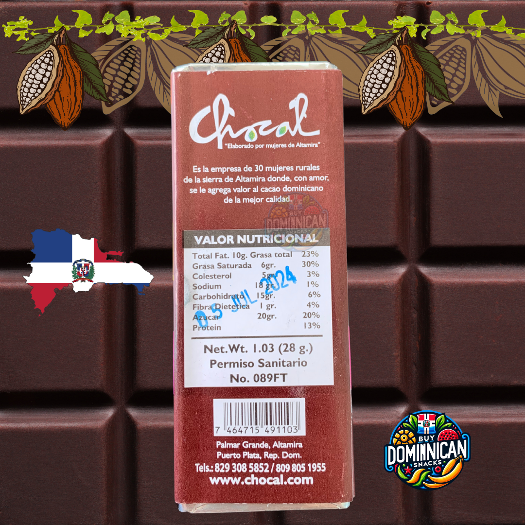Chocal Handcrafted Coffee Chocolate Chips 28g - Barra de Chocolate Dominicano