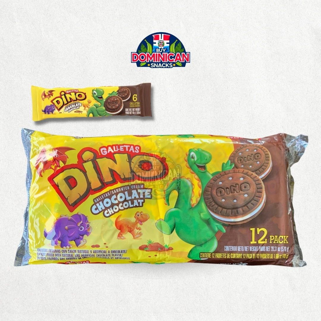 Dino Sandwich Cream Cookies 12 Pack Chocolate - Dominican chocolate cookies