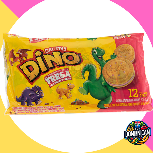 Dino Sandwich Cream Cookies 12 Pack Fresa