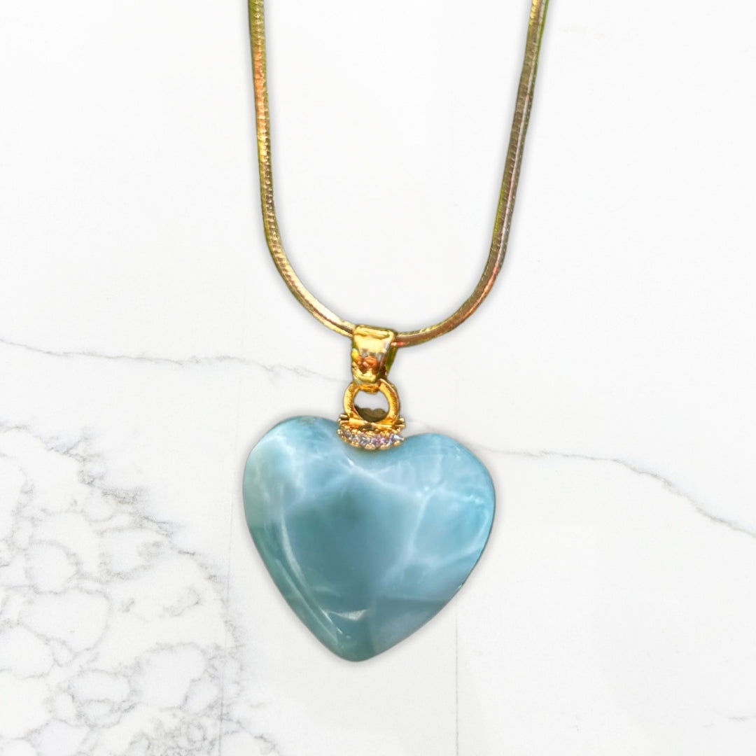 Larimar Heart Necklace: A Luxurious Touch of Dominican Serenity