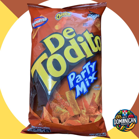 De Todito Party Mix - Hojuelitas, Cheetos, Doritos 130g Frito Lay | Picadera de Maiz Sabor a Queso y Barbacoa