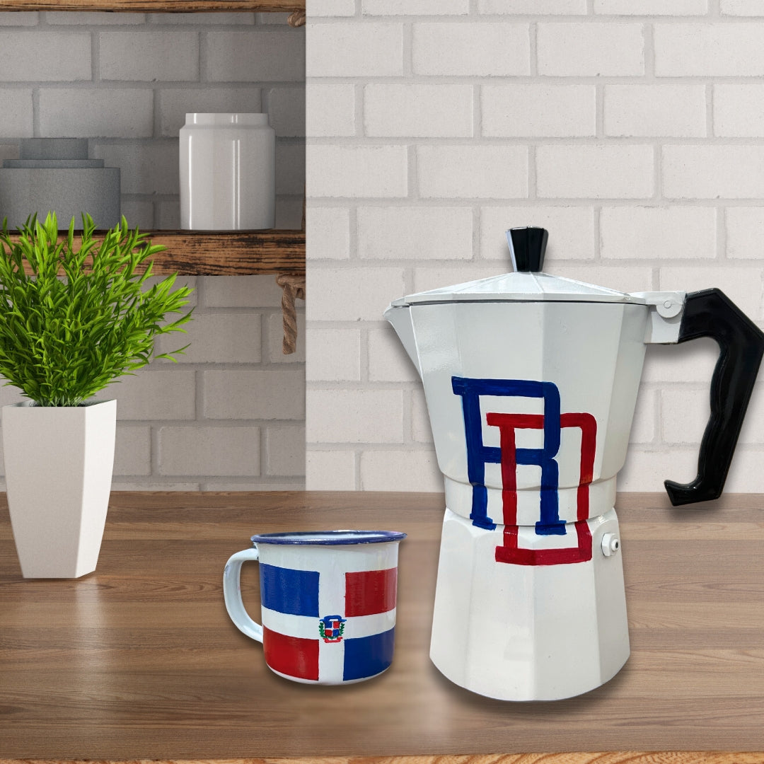 Dominican Enamel-Coated Aluminum Mug with Dominican flag design