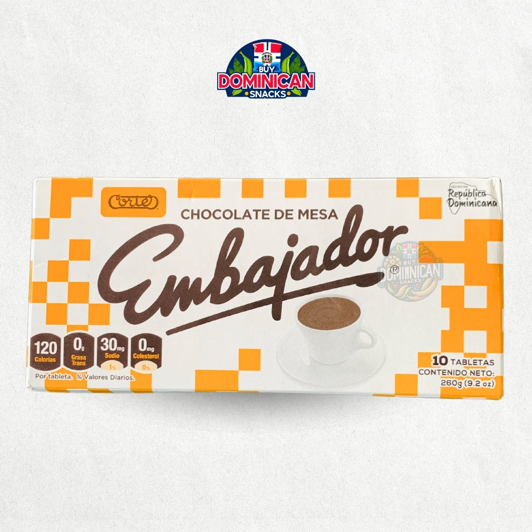 Cortes Chocolate Embajador 10 Tablet Bars 260g - Made in Dominican Republic