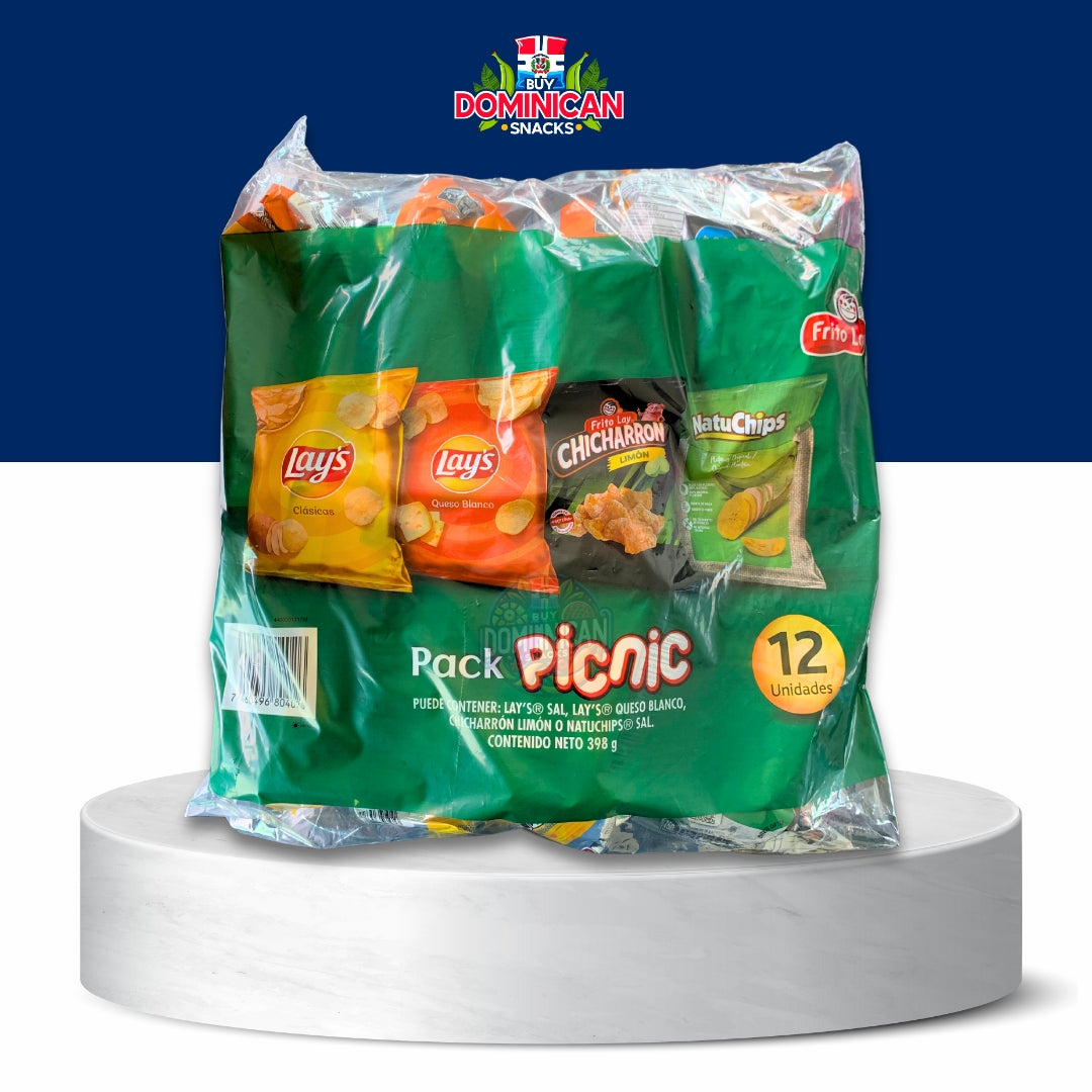 Frito Lay Picnic Pack - Lays Sal, Lays Queso Blanco, Chicharron Limon, Natuchips Sal - 12 Unidades