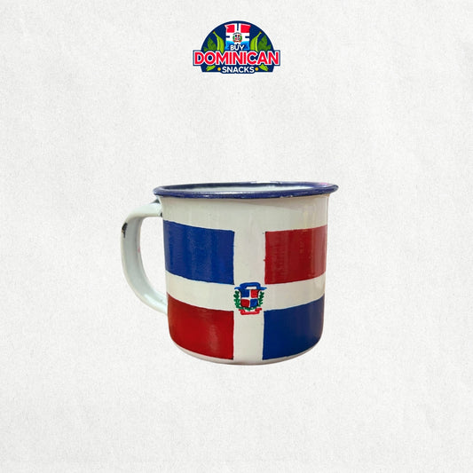 Dominican Enamel-Coated Aluminum Mug with Dominican flag design