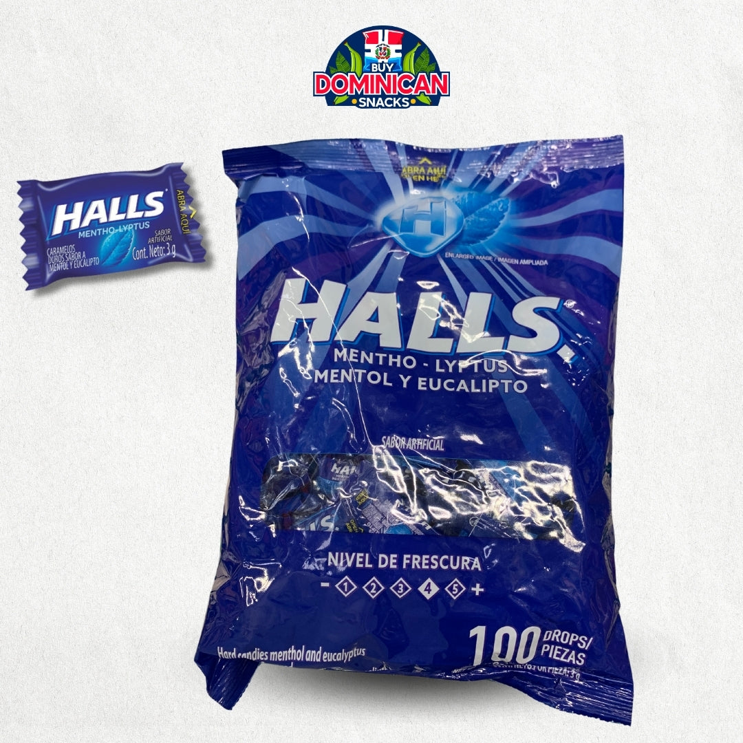 Halls Mentol/Azul mentas - 100 UND de explosión de menta