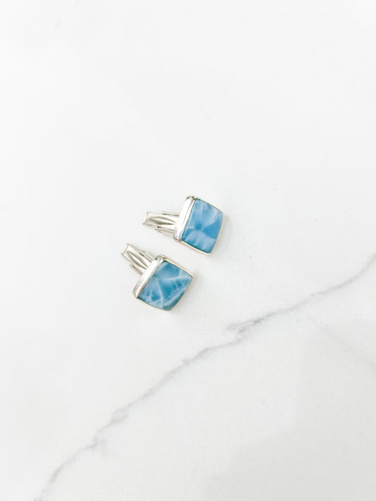 Gemelos de Larimar en Plata 925: sofisticación atemporal