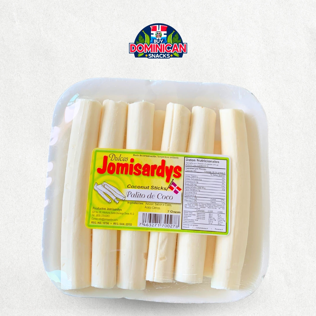 Jomisardys Palitos de Coco 42g - Palitos de Coco 100% Dominicano