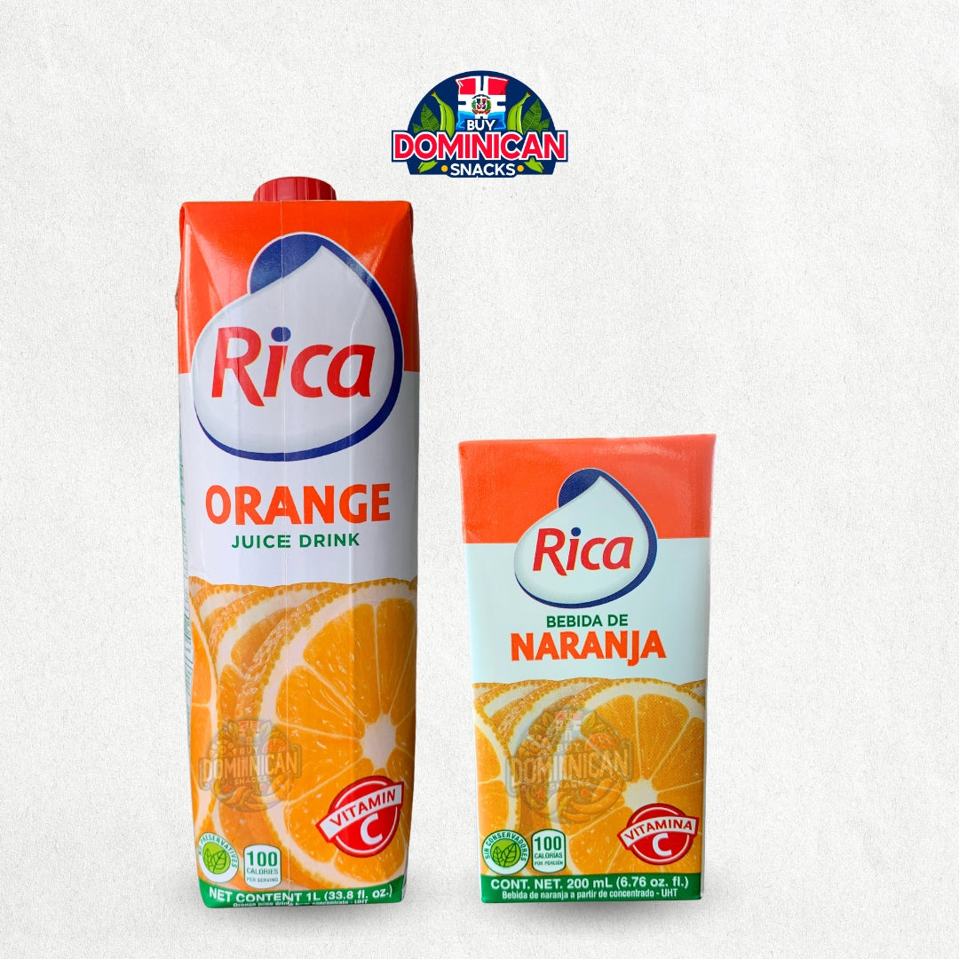 Rica Orange Juice Drink 1 Liter / Rica Bebida de Jugo de Naranja 1 Litro