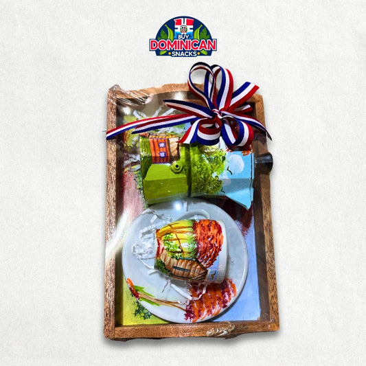 Juego de regalo Dominican Country Field &amp; Flamboyant: bandeja, cafetera, taza y plato