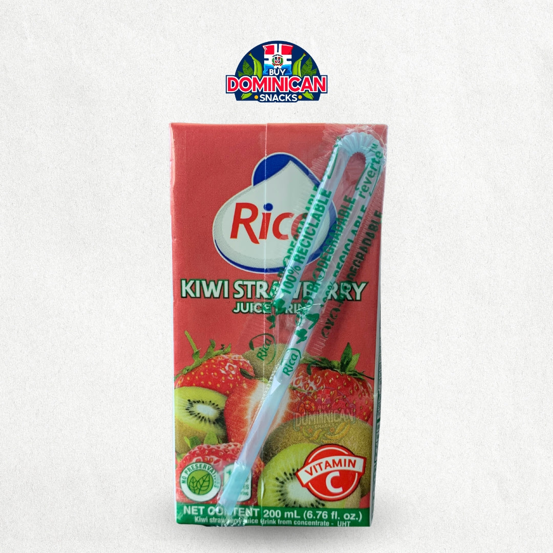 Bebida de jugo de fresa Rica Kiwi - Vitamina C, 100 calorías, 200 ml