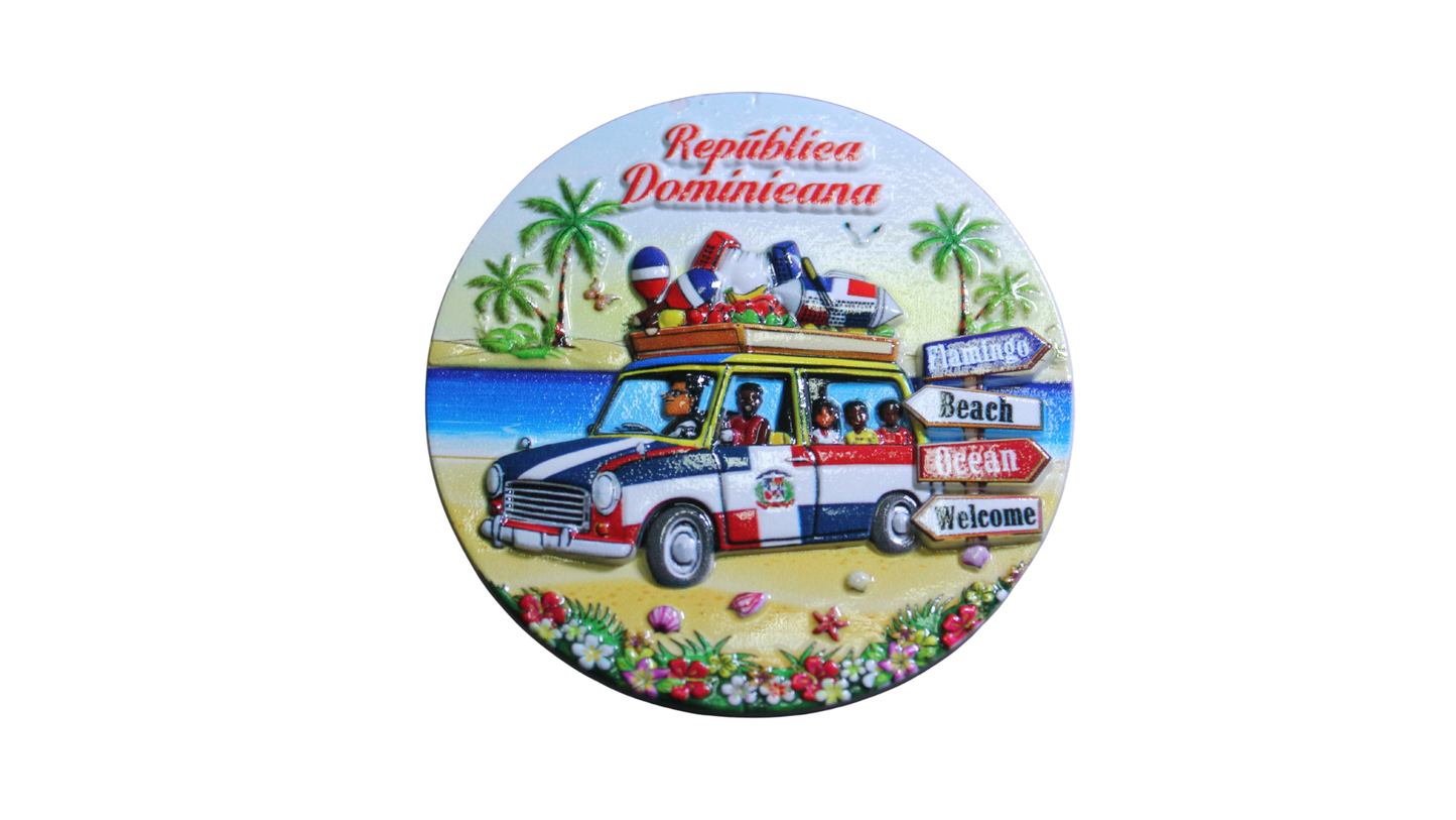 Dominican Republic Beach Scene Decorative Plate - Fun & Vibrant Art