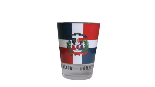 Vaso de chupito con bandera de República Dominicana - Dios, Patria, Libertad